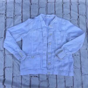 White Button-Up Jacket 100% Linen